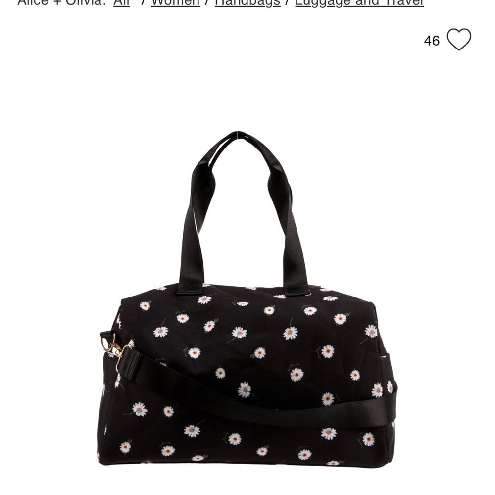 Alice & Olivia Black/Floral Weekender Bag, Canvas, Adjustable Strap, Medium Size - Picture 4 of 15